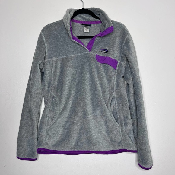 Patagonia RARE Re-Tool Snap T Fleece Pullover Gray Purple - Picture 2 of 13
